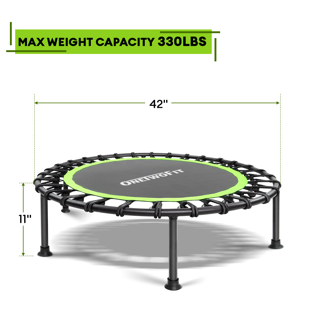 ONETWOFIT 42"/45" Rebounder Trampoline for Adults, Silent Mini Trampoline Indoor Exercise Fitness Trampoline Bungee Rebounder