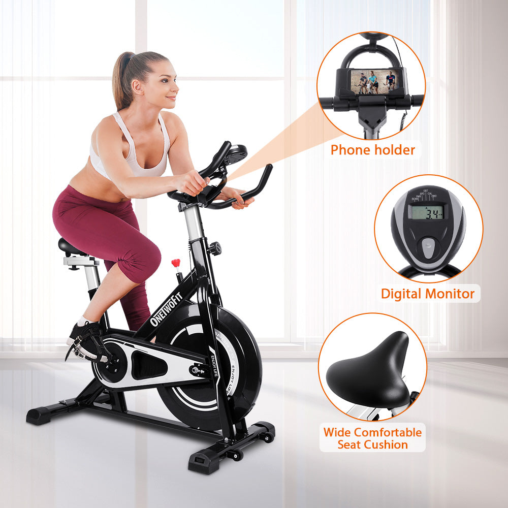 22 lbs flywheel Indoor Exercise Bike LCD Calorie Monitor for