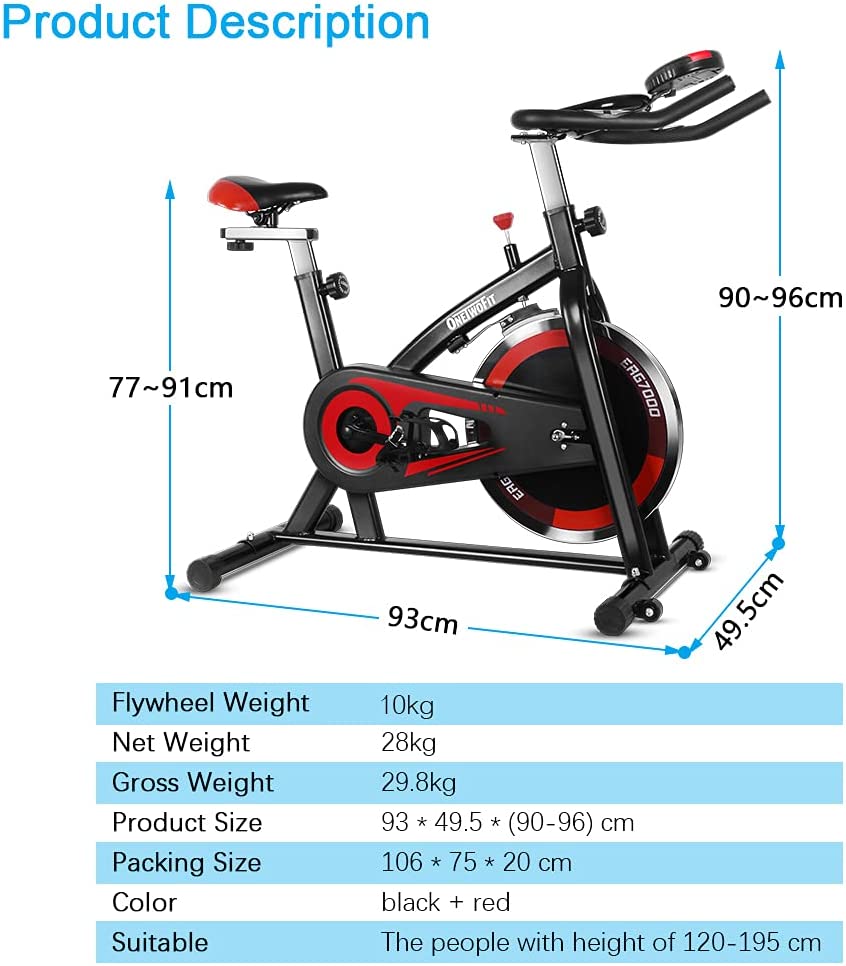 Indoor Cycling Exercise Bike with Adjustable Handlebars Seat