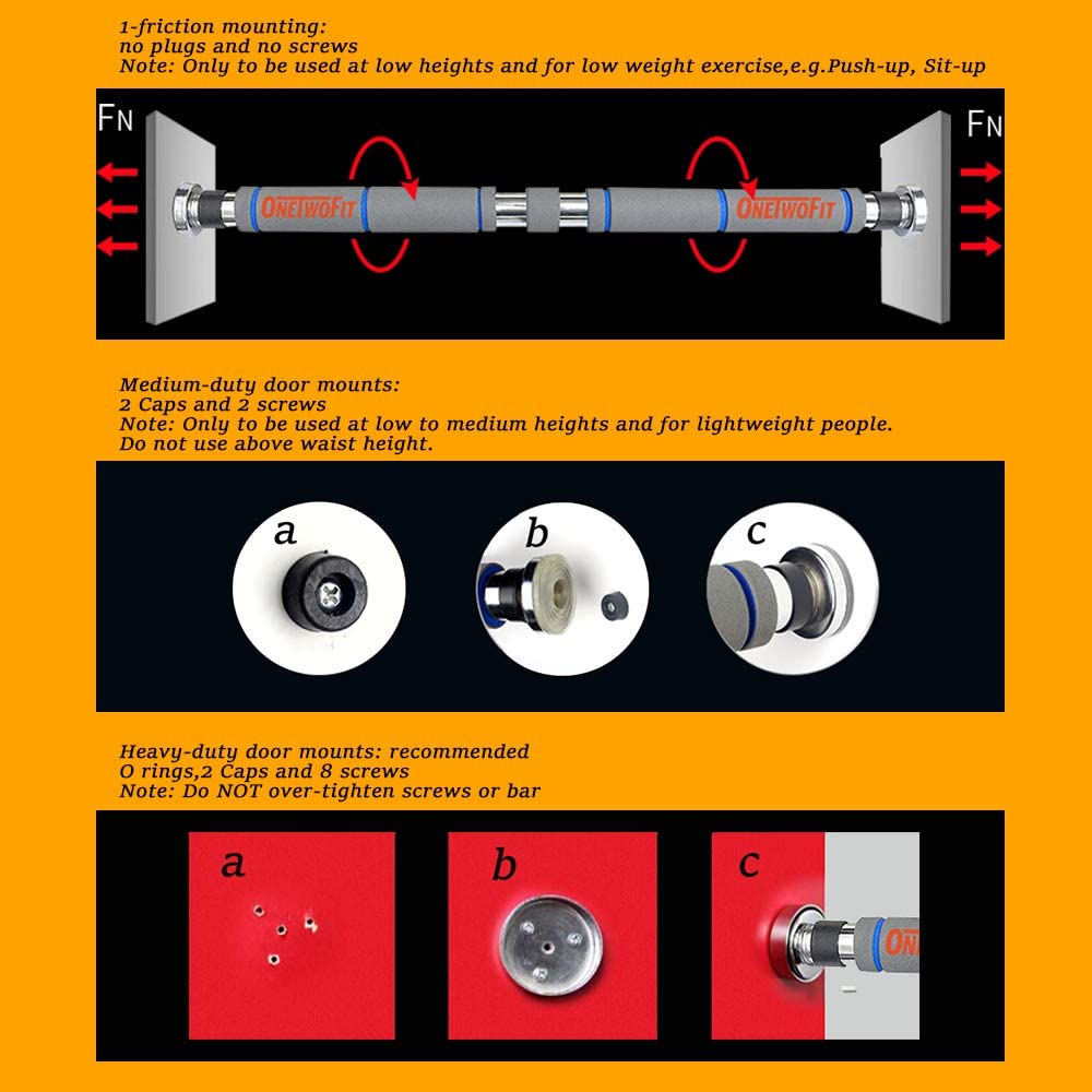 Onetwofit doorway pull online up bar no screws