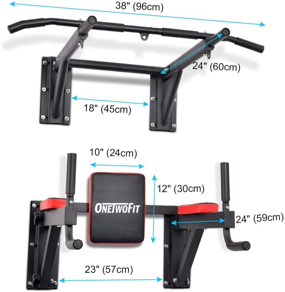 Onetwofit multifunctional wall mounted pull up bar power tower set chin up stores sale